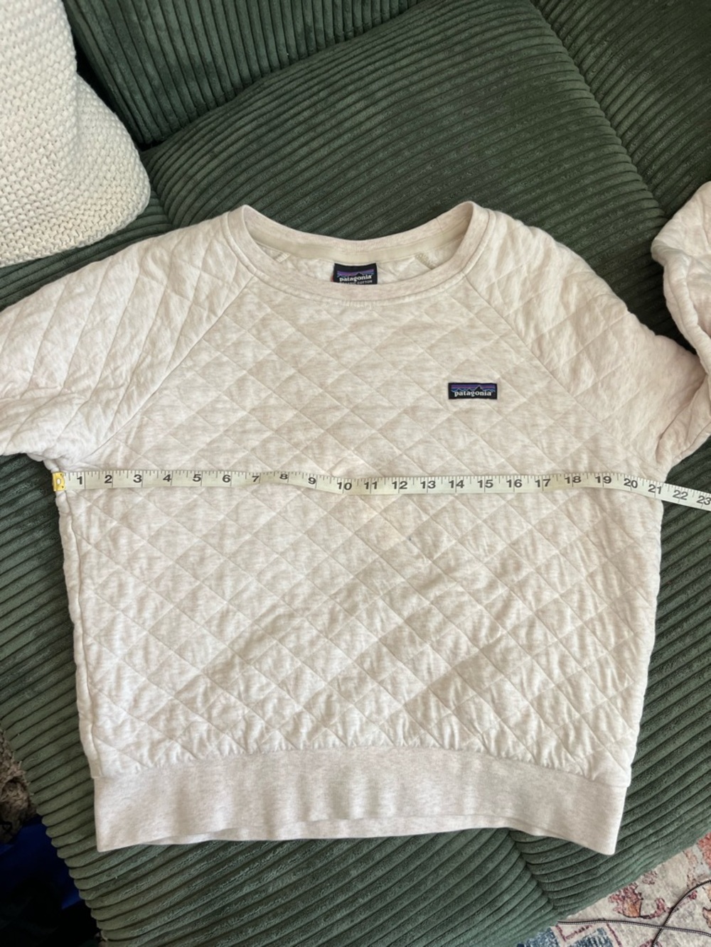 Patagonia Cream Organic Cotton Quilted Crew Sweatshirt M Medium - Picture 3 of 7
